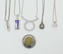 5 STERLING PENDANT NECKLACES
