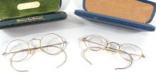 TWO PAIRS ANTIQUE READING GLASSES