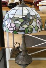 PAIR OF STAINED GLASS TABLE LAMPS