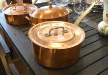 THREE PIECES OF COPPER COOKWARE