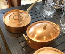 THREE PIECES OF COPPER COOKWARE