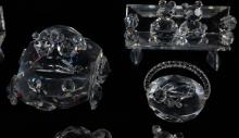 TEDDY BEAR, CAT & DOG CRYSTAL FIGURINES