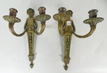 PAIR BRONZE WALL SCONCES