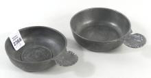 TWO FRENCH PEWTER PAPS