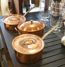 THREE PIECES OF COPPER COOKWARE