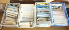 FOUR BINS OF POSTCARDS