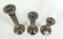 THREE BIRKS CANDLESTICKS