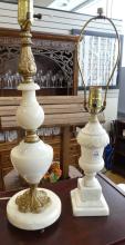 TWO ALABASTER TABLE LAMPS
