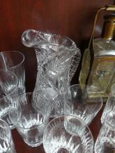 DECANTERS, PITCHER AND GLASSES