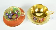 2 AYNSLEY CUPS & SAUCERS