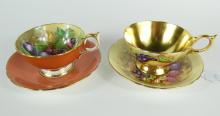 2 AYNSLEY CUPS & SAUCERS