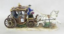 CAPODIMONTE "HORSES AND CARRIAGE" FIGURINE