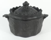 BLACK BASALT COVERED SUGAR BOWL