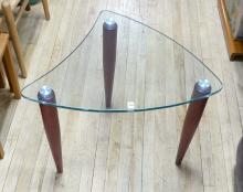DESIGNER GLASS TOP END TABLE