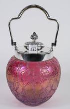 IRIDESCENT GLASS BISCUIT BARREL