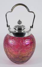 IRIDESCENT GLASS BISCUIT BARREL