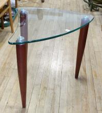 DESIGNER GLASS TOP END TABLE