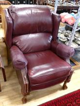 RECLINING LEATHER WING-BACK ARMCHAIR