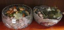 TWO BOWLS OF HARDSTONE GRAPES