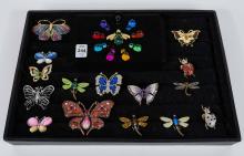 SIXTEEN "INSECT" FASHION BROOCHES