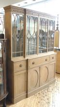 BLEACHED PINE SECRETARY CHINA CABINET