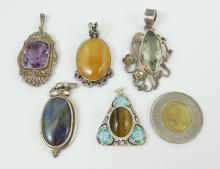 5 STERLING PENDANTS
