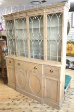 BLEACHED PINE SECRETARY CHINA CABINET