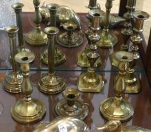 BRASS CANDLESTICKS AND FIGURINES