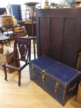 TRUNK, CHAIR AND FLOOR LAMP