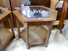 PAIR OF HEXAGONAL END TABLES