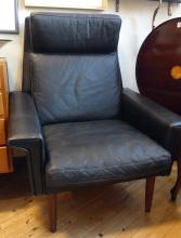 DANISH HIGHBACK LEATHER LOUNGE CHAIR