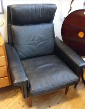 DANISH HIGHBACK LEATHER LOUNGE CHAIR