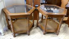 PAIR OF HEXAGONAL END TABLES
