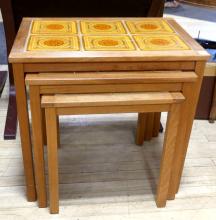 TEAK TILE TOP NESTING TABLES