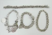 4 STERLING SILVER BRACELETS