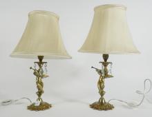 PAIR BRASS TABLE LAMPS