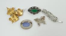 5 STERLING SILVER BROOCHES