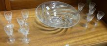 STUART CRYSTAL BOWL AND CORDIALS