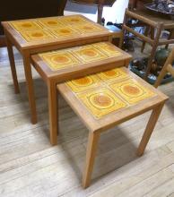 TEAK TILE TOP NESTING TABLES