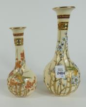 2 JAPANESE SATSUMA BUD VASES