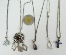 5 STERLING PENDANT NECKLACES