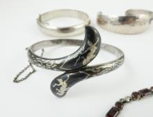 6 STERLING SILVER BRACELETS