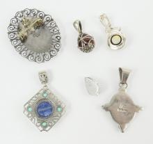 6 STERLING SILVER PENDANTS