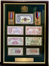 FRAMED MEDALS & CURRENCY