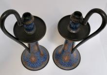 PAIR OF GOUDA CANDLESTICKS