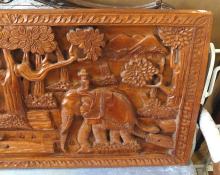 CARVED TEAK WALL PLAQUE