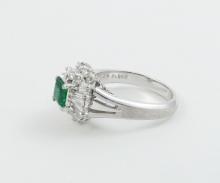 PLATINUM EMERALD & DIAMOND RING