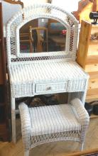 WICKER DRESSING TABLE WITH BENCH