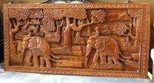 CARVED TEAK WALL PLAQUE