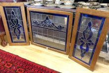 SET OF THREE STAINED GLASS WINDOWS